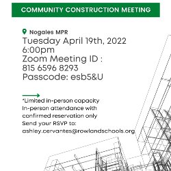 April 19th Community Construction Meeting at 6pm Image